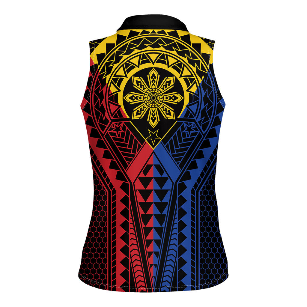 Philippines Batok Tribal Inspired Tattoo Women Sleeveless Polo Shirt LT05 - Polynesian Pride