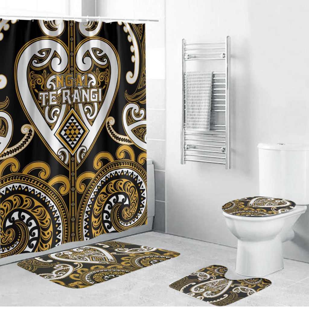 Aotearoa Ngai Te Rangi Bathroom Set Maori Tribal Pattern LT05 Bathroom Set (4 pcs) Gold - Polynesian Pride