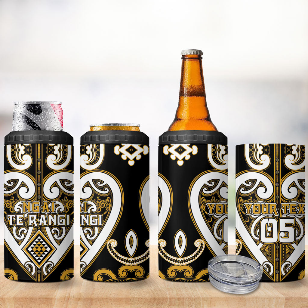 Custom Aotearoa Ngai Te Rangi 4 in 1 Can Cooler Tumbler Maori Tribal Pattern LT05 - Polynesian Pride