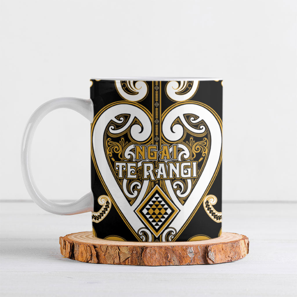 Custom Aotearoa Ngai Te Rangi Ceramic Mug Maori Tribal Pattern LT05 Gold - Polynesian Pride