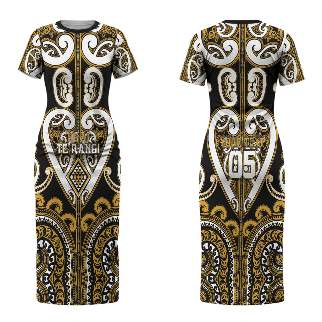 Custom Aotearoa Ngai Te Rangi Couples Matching Short Sleeve Bodycon Dress and Long Sleeve Button Shirt Maori Tribal Pattern LT05 - Polynesian Pride