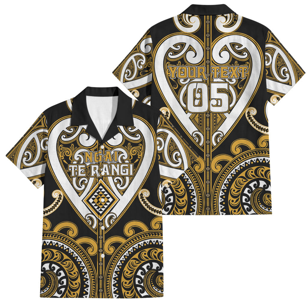Custom Aotearoa Ngai Te Rangi Family Matching Long Sleeve Bodycon Dress and Hawaiian Shirt Maori Tribal Pattern LT05 Dad's Shirt - Short Sleeve Gold - Polynesian Pride