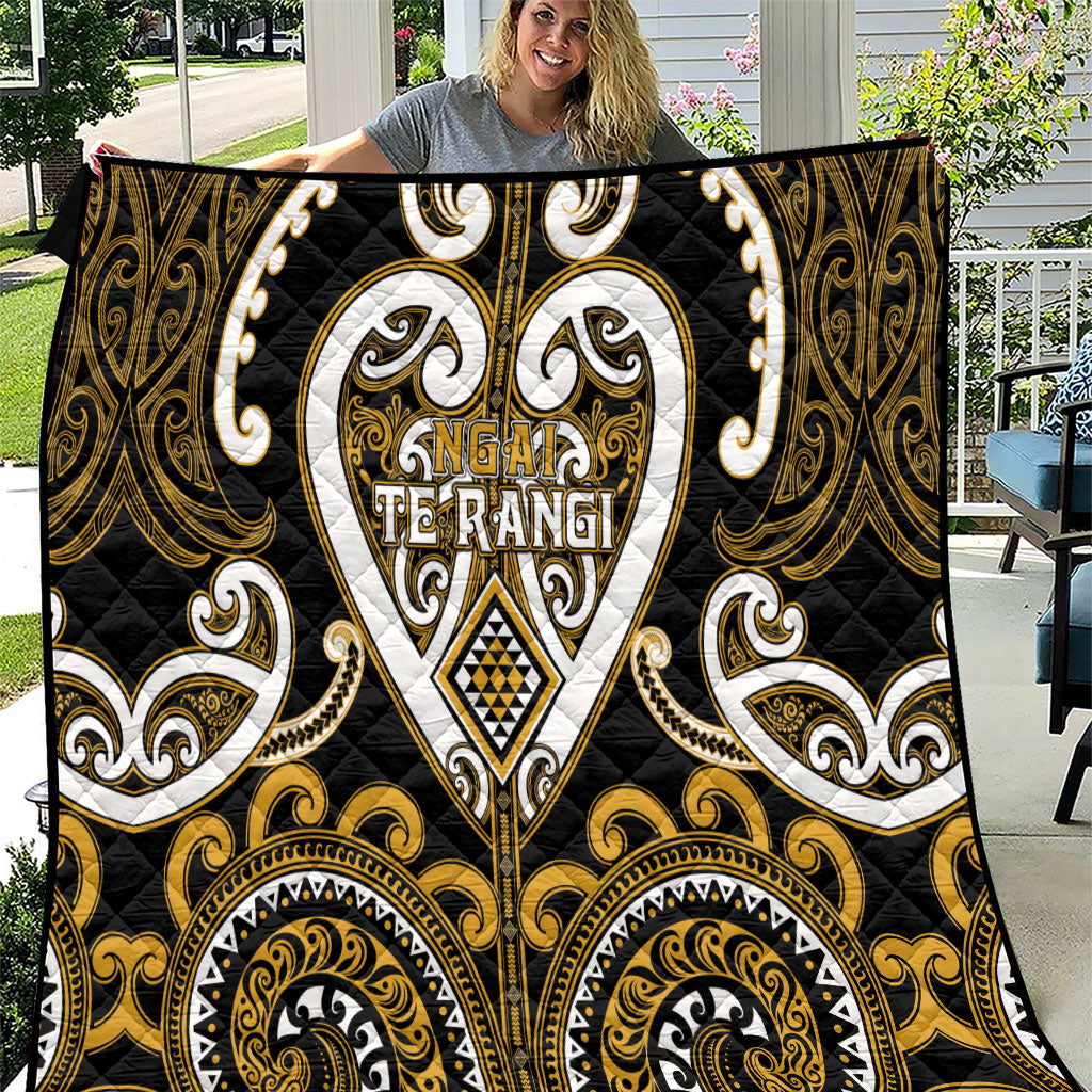 Aotearoa Ngai Te Rangi Quilt Maori Tribal Pattern LT05 Gold - Polynesian Pride