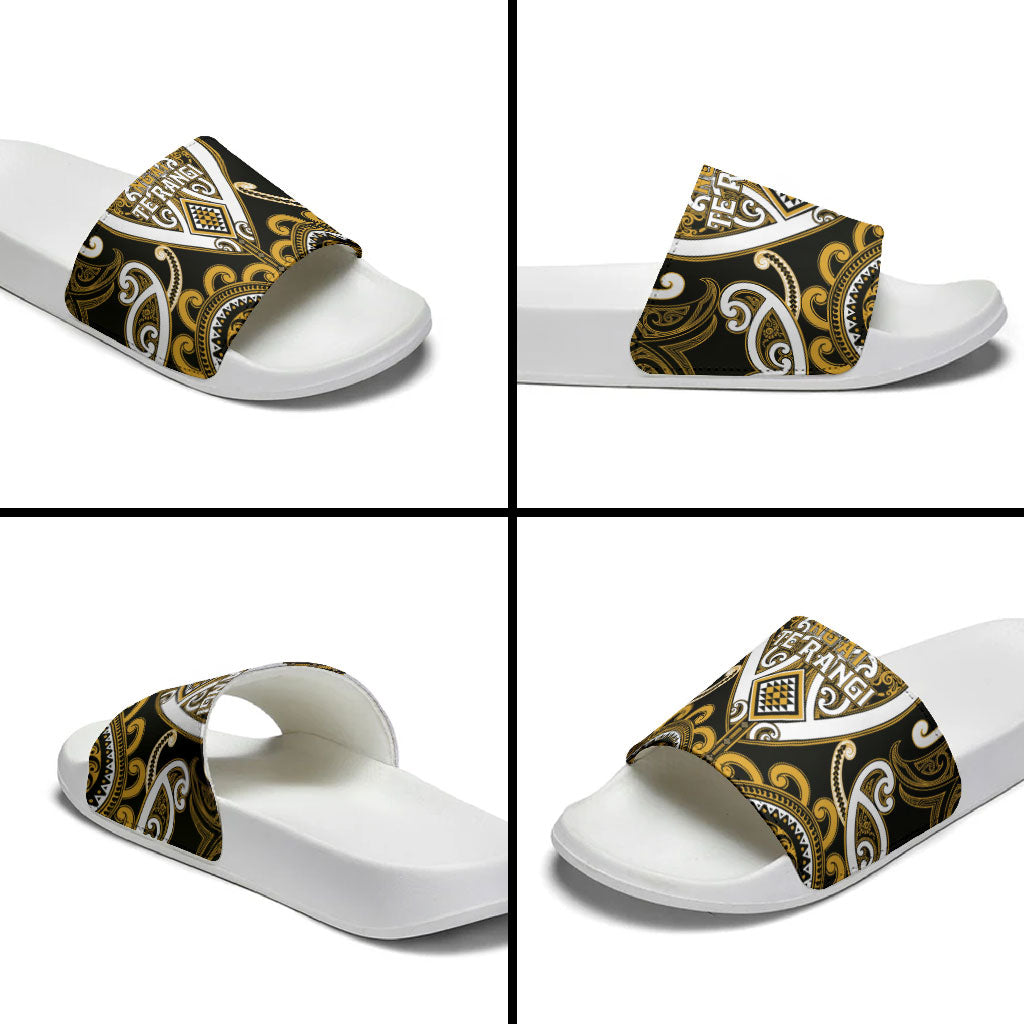Aotearoa Ngai Te Rangi Slide Sandals Maori Tribal Pattern LT05 - Polynesian Pride