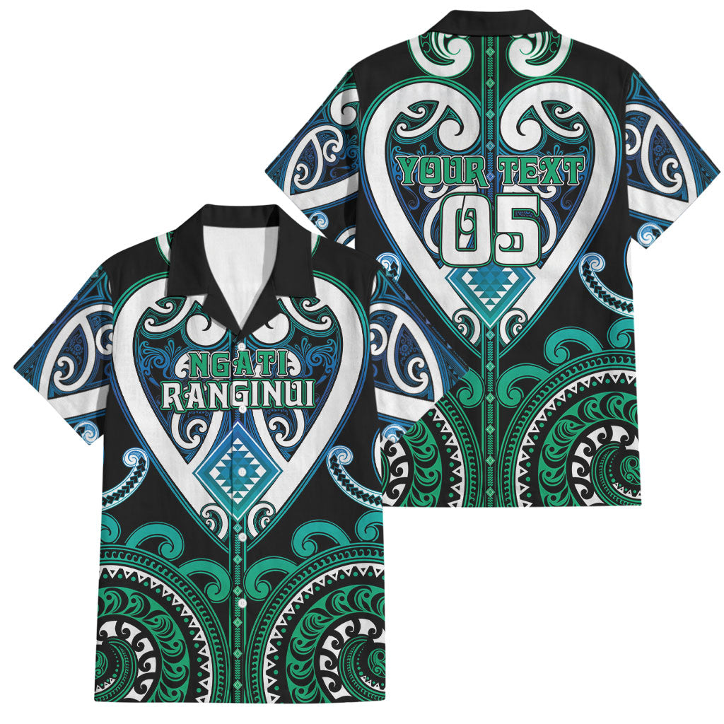 Custom Aotearoa Ngati Ranginui Family Matching Off The Shoulder Long Sleeve Dress and Hawaiian Shirt Maori Tribal Pattern LT05 Dad's Shirt - Short Sleeve Cyan - Polynesian Pride