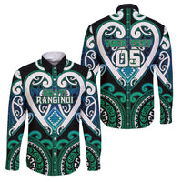 Custom Aotearoa Ngati Ranginui Family Matching Off The Shoulder Long Sleeve Dress and Hawaiian Shirt Maori Tribal Pattern LT05 Dad's Shirt - Long Sleeve Cyan - Polynesian Pride