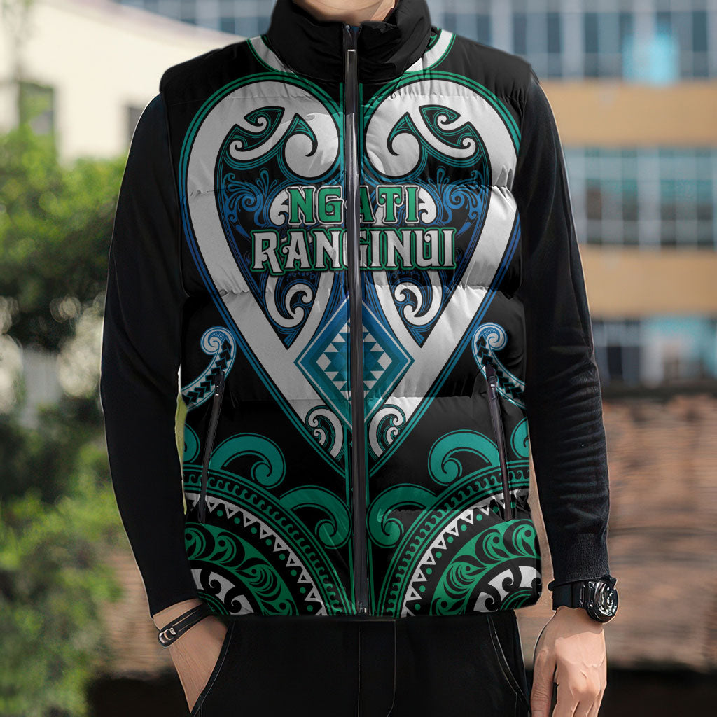 Custom Aotearoa Ngati Ranginui Sleeveless Puffer Jacket Maori Tribal Pattern LT05 - Polynesian Pride