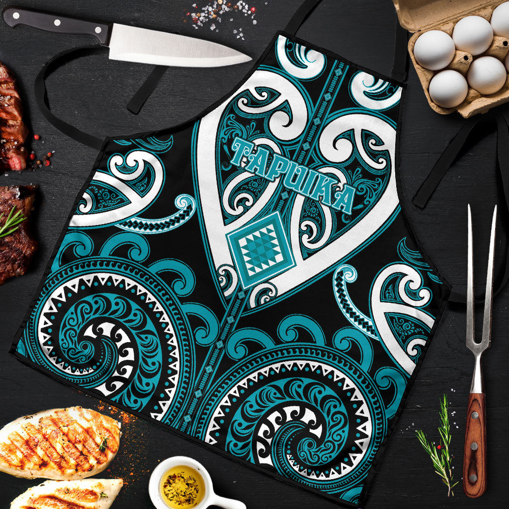 Aotearoa Tapuika Apron Maori Tribal Pattern LT05 Teal - Polynesian Pride