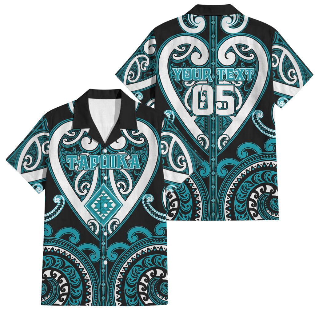 Custom Aotearoa Tapuika Family Matching Off Shoulder Short Dress and Hawaiian Shirt Maori Tribal Pattern LT05 Dad's Shirt - Short Sleeve Teal - Polynesian Pride