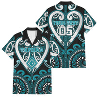 Custom Aotearoa Tapuika Family Matching Tank Maxi Dress and Hawaiian Shirt Maori Tribal Pattern LT05 Dad's Shirt - Short Sleeve Teal - Polynesian Pride