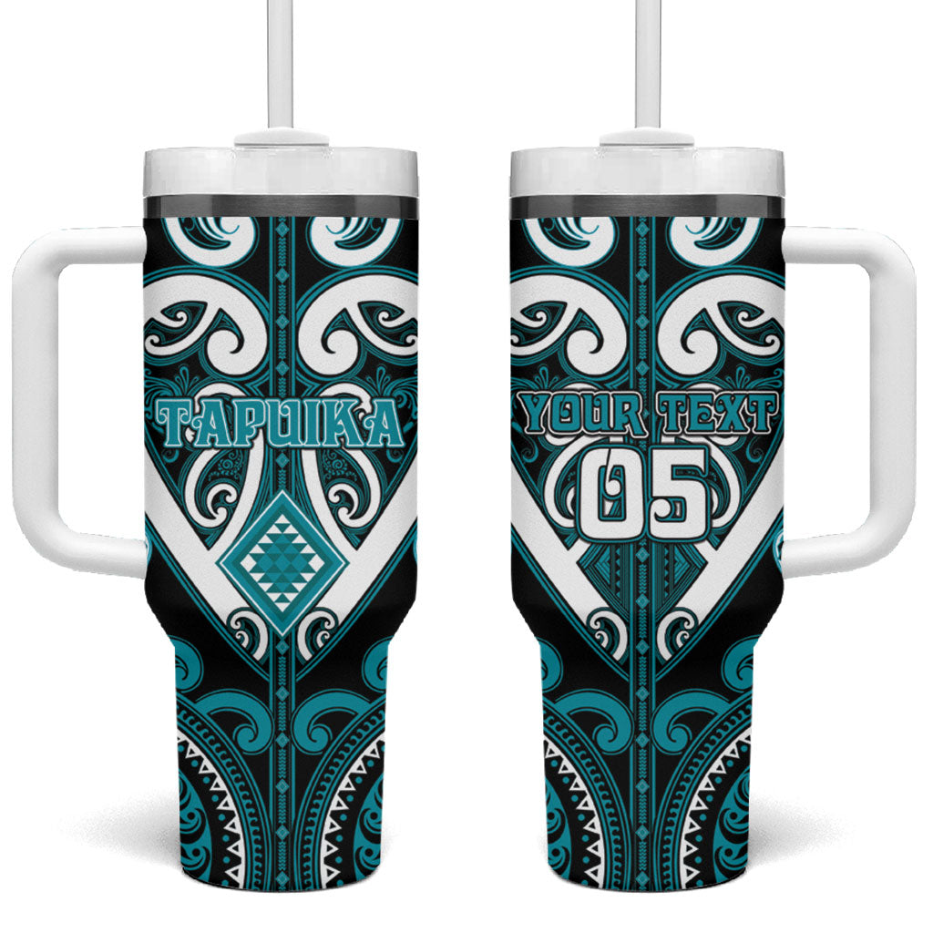 Custom Aotearoa Tapuika Tumbler With Handle Maori Tribal Pattern LT05 One Size: 40 oz Teal - Polynesian Pride