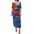 Personalized Samoa Puletasi Teuila Torch Ginger Mix Polynesian Tribal LT05 Long Dress Blue - Polynesian Pride