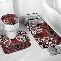 Aotearoa Mana Motuhake Bathroom Set Poutama With Maori Pattern LT05 Mat Set Only (3 pcs) One Size Red - Polynesian Pride