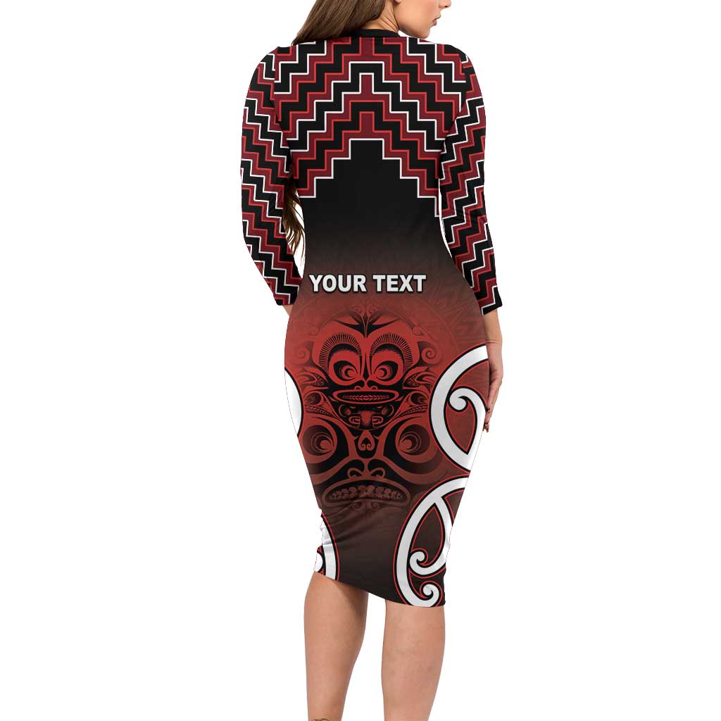 Personalised Aotearoa Mana Motuhake Family Matching Long Sleeve Bodycon Dress and Hawaiian Shirt Poutama With Maori Pattern LT05 - Polynesian Pride