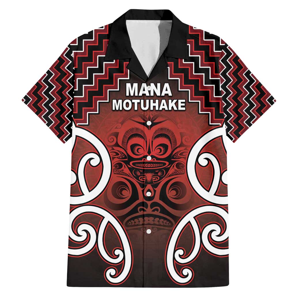 Personalised Aotearoa Mana Motuhake Family Matching Mermaid Dress and Hawaiian Shirt Poutama With Maori Pattern LT05 Dad's Shirt - Short Sleeve Red - Polynesian Pride