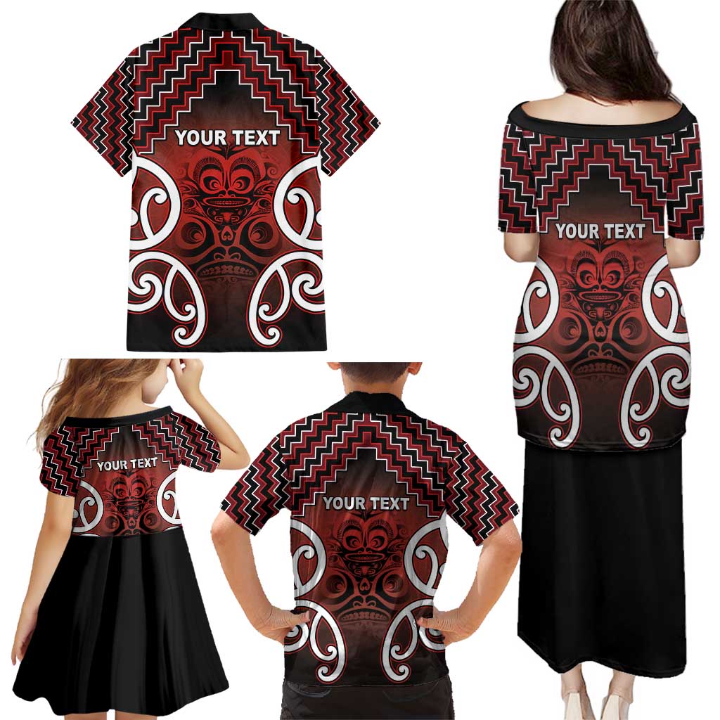 Personalised Aotearoa Mana Motuhake Family Matching Puletasi and Hawaiian Shirt Poutama With Maori Pattern - Polynesian Pride