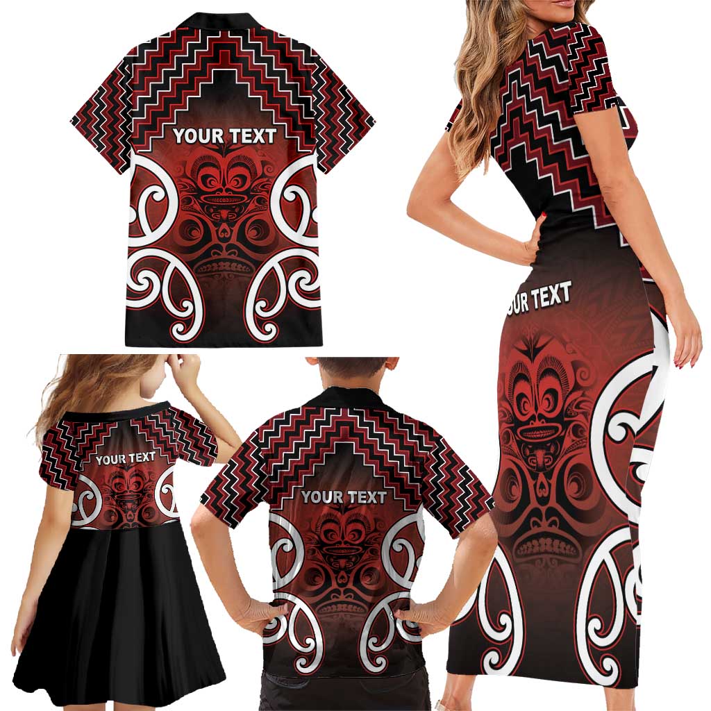 Personalised Aotearoa Mana Motuhake Family Matching Short Sleeve Bodycon Dress and Hawaiian Shirt Poutama With Maori Pattern LT05 - Polynesian Pride