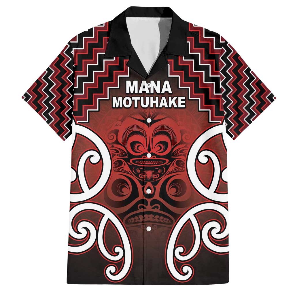 Personalised Aotearoa Mana Motuhake Family Matching Short Sleeve Bodycon Dress and Hawaiian Shirt Poutama With Maori Pattern LT05 Dad's Shirt - Short Sleeve Red - Polynesian Pride