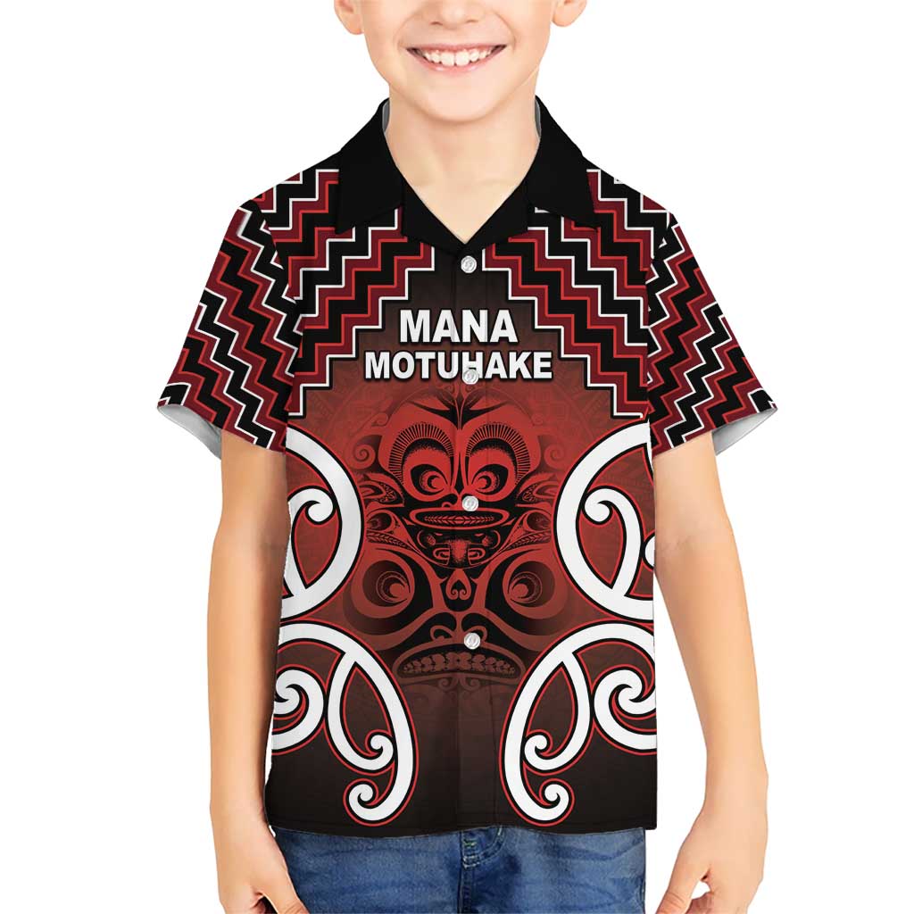 Personalised Aotearoa Mana Motuhake Kid Hawaiian Shirt Poutama With Maori Pattern - Polynesian Pride
