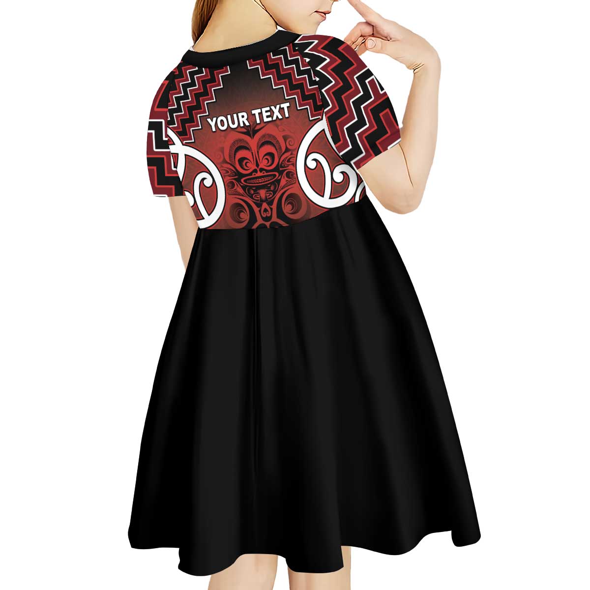 Personalised Aotearoa Mana Motuhake Kid Short Sleeve Dress Poutama With Maori Pattern - Polynesian Pride