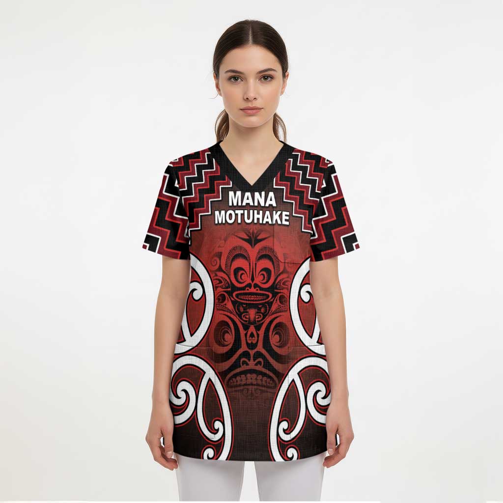 Personalised Aotearoa Mana Motuhake Scrub Top Poutama With Maori Pattern - Polynesian Pride