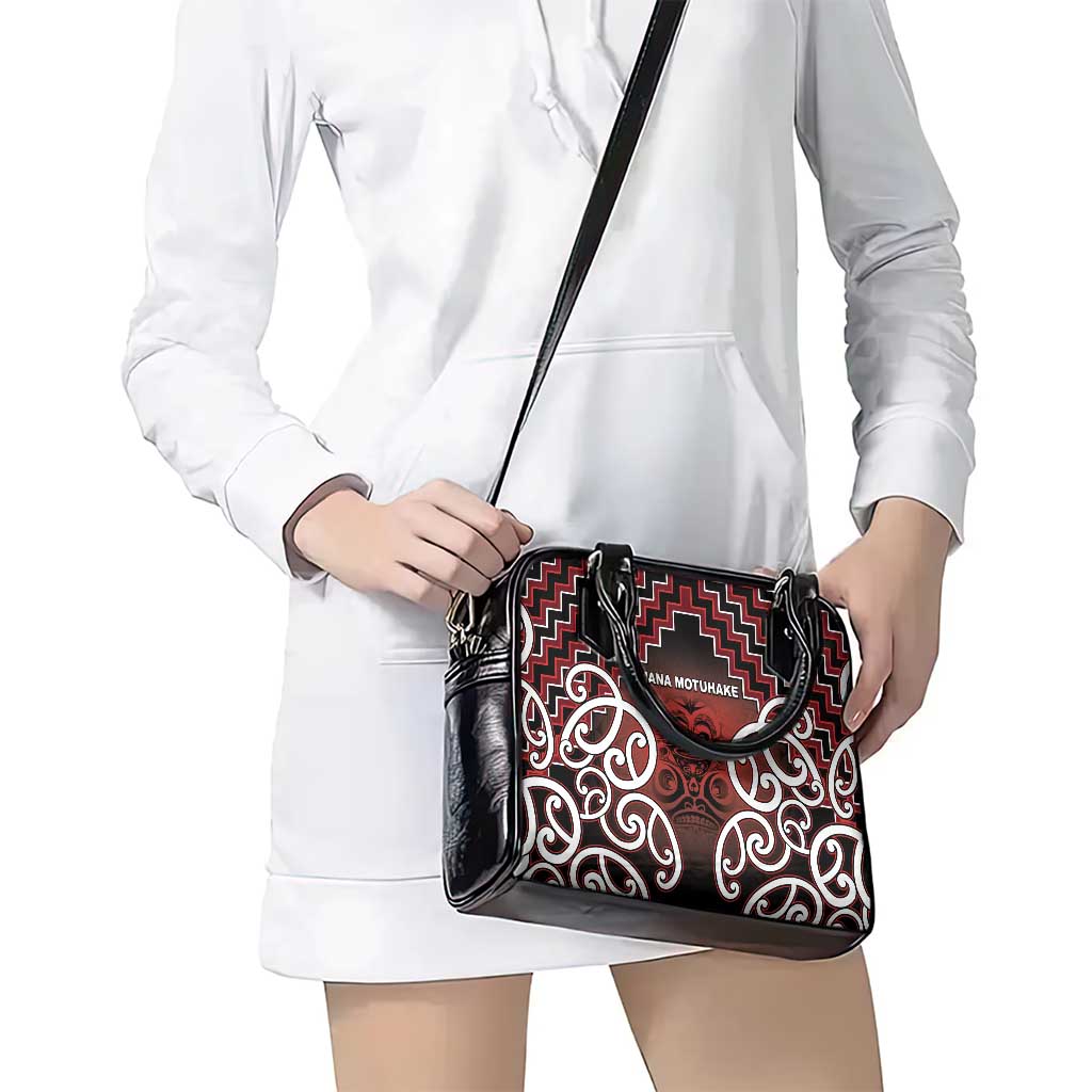 Aotearoa Mana Motuhake Shoulder Handbag Poutama With Maori Pattern - Polynesian Pride