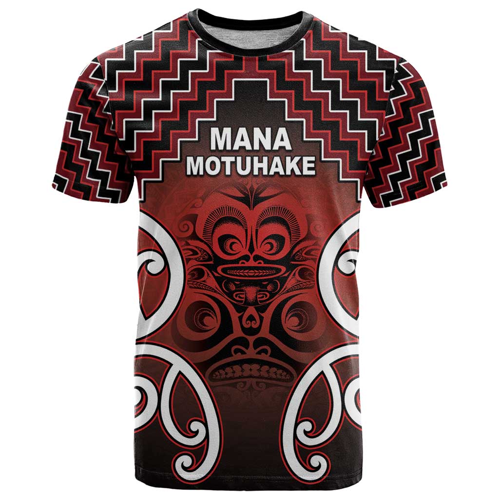 Personalised Aotearoa Mana Motuhake T Shirt Poutama With Maori Pattern LT05 Red - Polynesian Pride