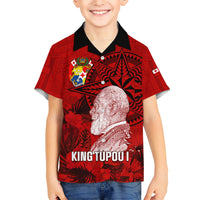 tonga-king-tupou-i-day-kid-hawaiian-shirt-tropical-flowers-with-ngatu-pattern