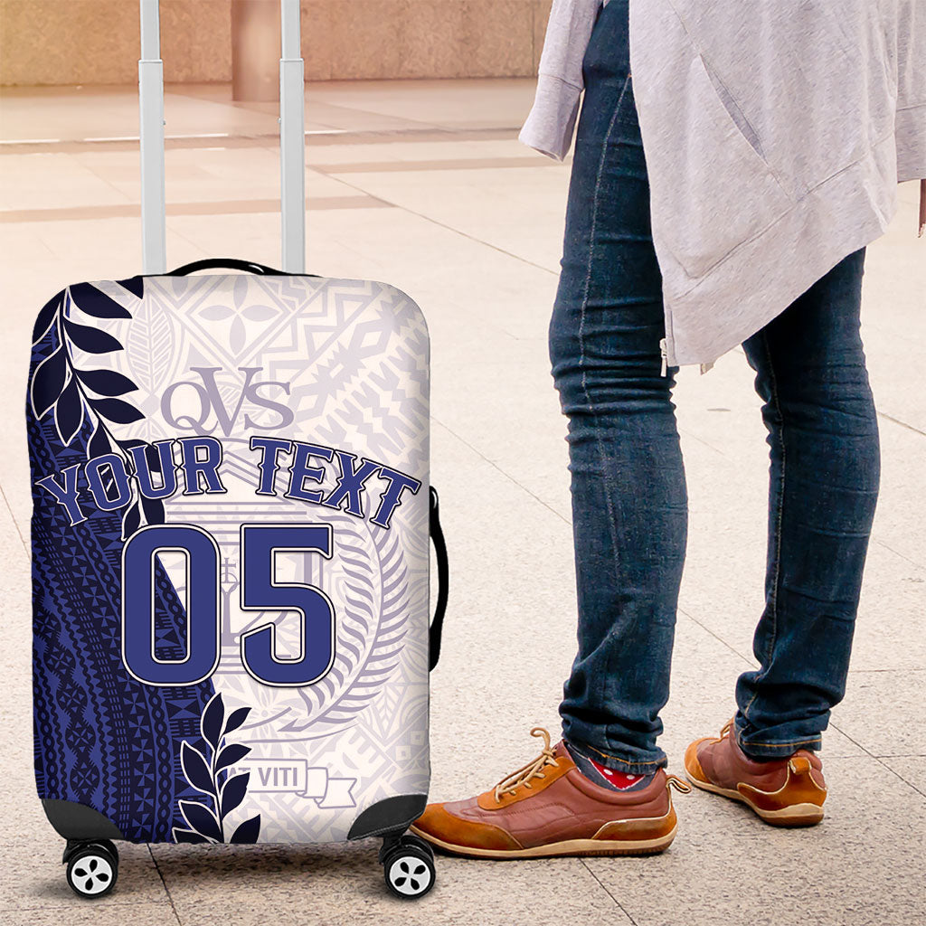 Custom Fiji Queen Victoria School Luggage Cover 120 Years Anniversary LT05 White - Polynesian Pride