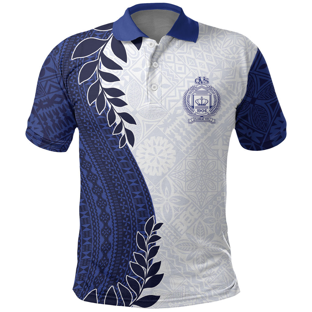 Custom Fiji Queen Victoria School Polo Shirt 120 Years Anniversary LT05 White - Polynesian Pride