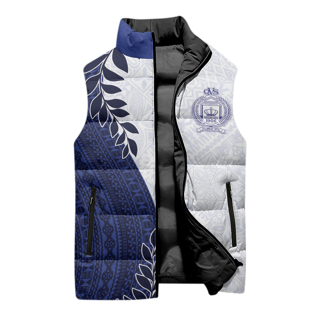 Custom Fiji Queen Victoria School Sleeveless Puffer Jacket 120 Years Anniversary LT05 - Polynesian Pride