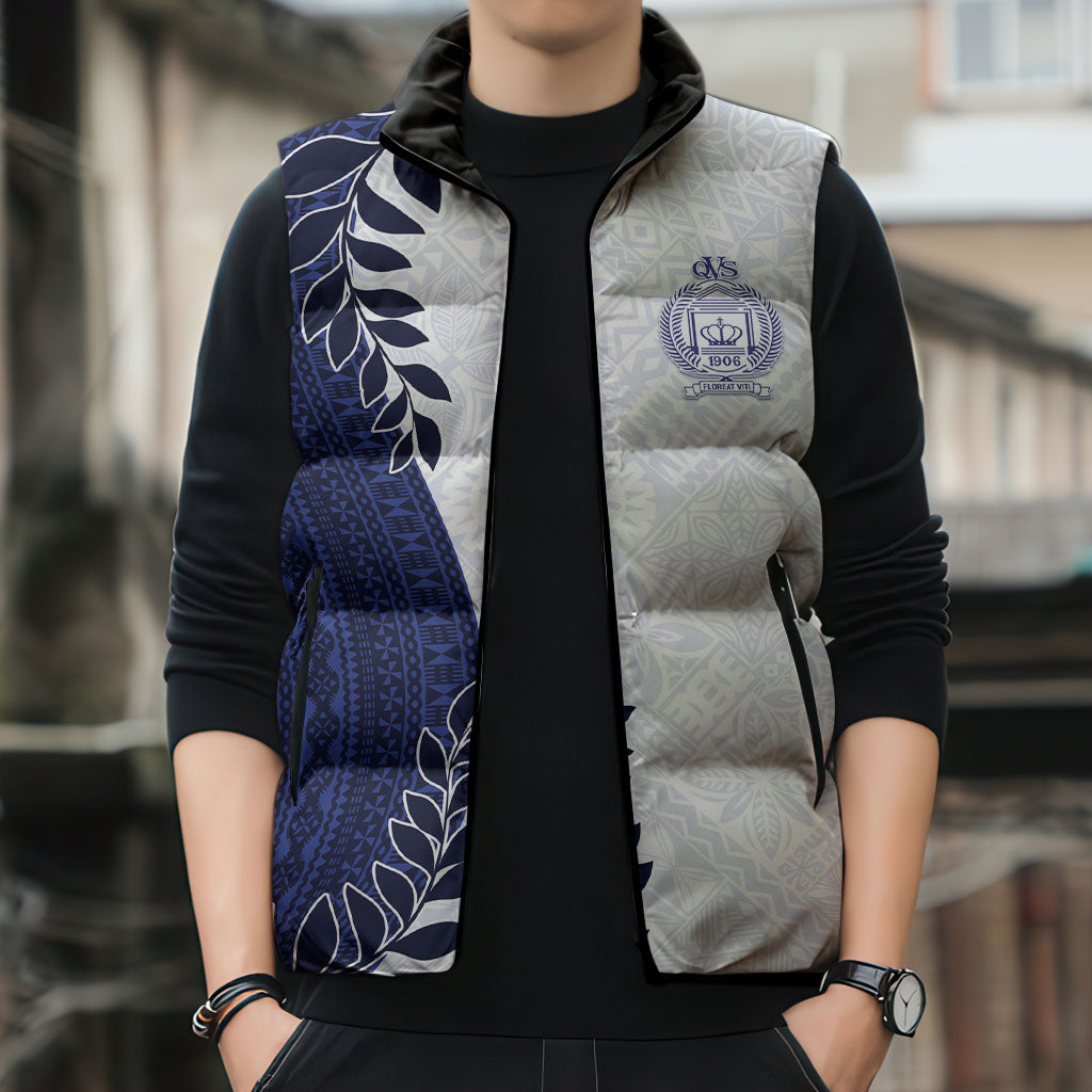 Custom Fiji Queen Victoria School Sleeveless Puffer Jacket 120 Years Anniversary LT05 - Polynesian Pride