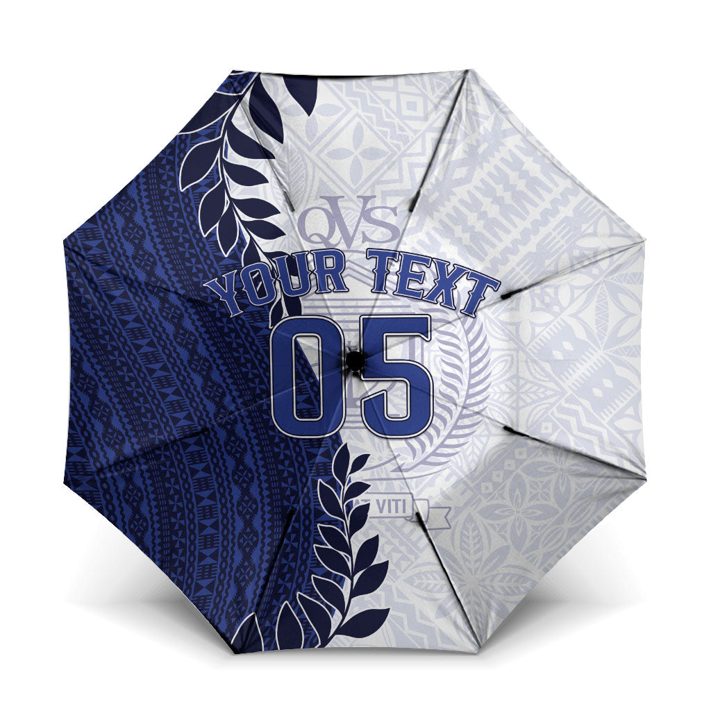Custom Fiji Queen Victoria School Umbrella 120 Years Anniversary LT05 One Size Folded 11.42 inch Opened Diameter 37.4 inch White - Polynesian Pride