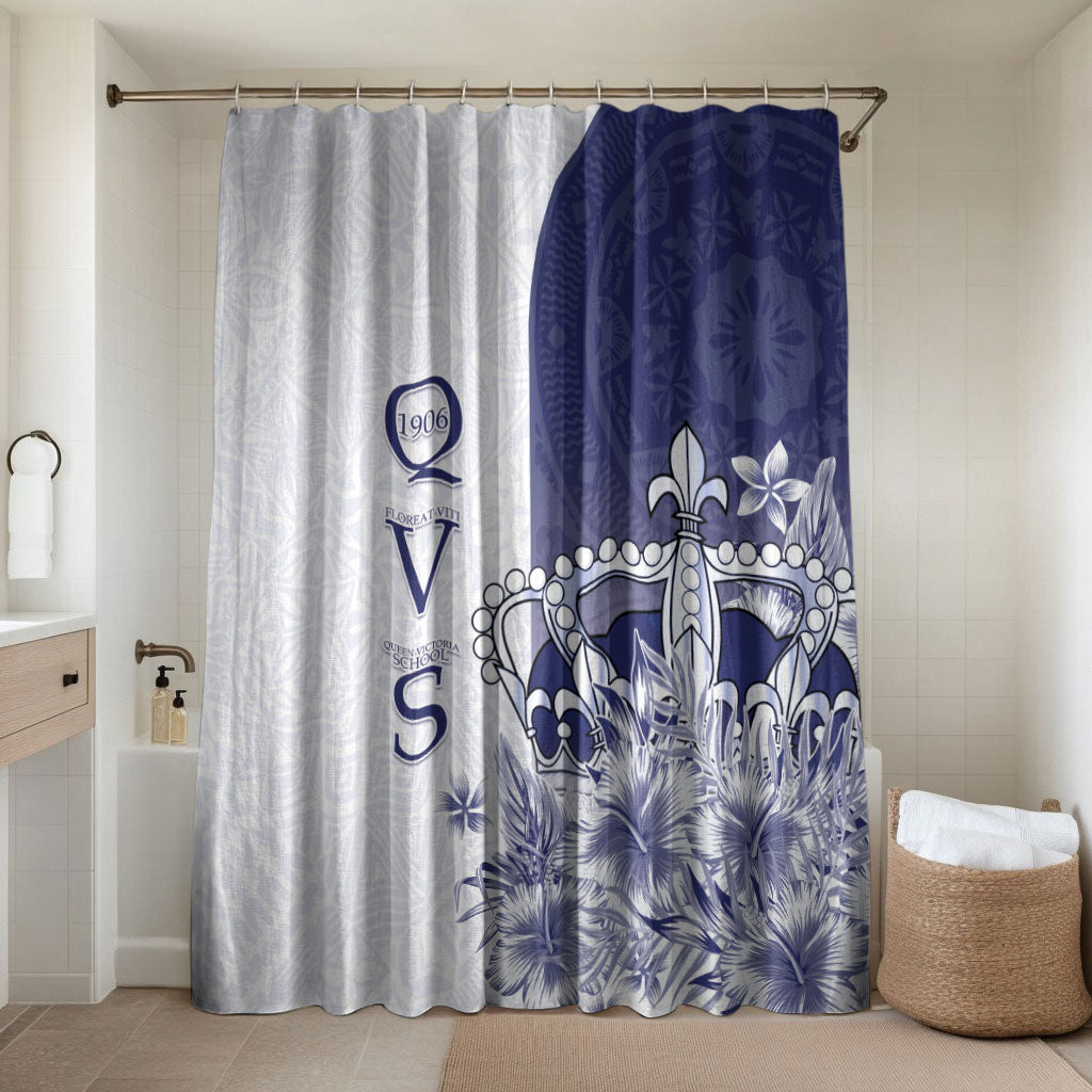 Fiji Queen Victoria School 1906 Bathroom Set Floreat Viti LT05 Shower Curtain Only Navy - Polynesian Pride