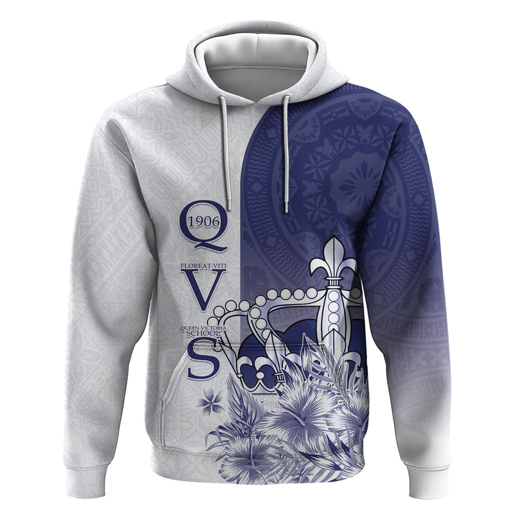Personalised Fiji Queen Victoria School 1906 Hoodie Floreat Viti LT05 Pullover Hoodie Navy - Polynesian Pride