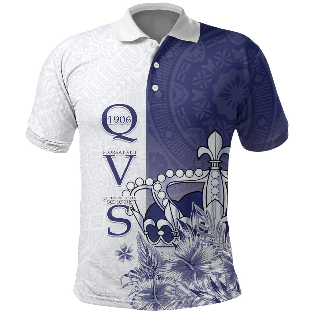 Personalised Fiji Queen Victoria School 1906 Polo Shirt Floreat Viti LT05 Navy - Polynesian Pride