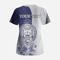 Personalised Fiji Queen Victoria School 1906 Scrub Top Floreat Viti LT05 - Polynesian Pride