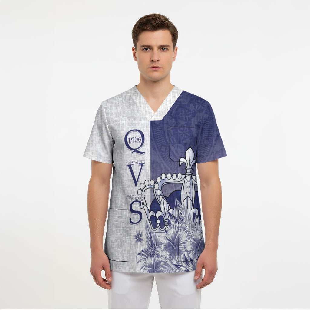 Personalised Fiji Queen Victoria School 1906 Scrub Top Floreat Viti LT05 - Polynesian Pride
