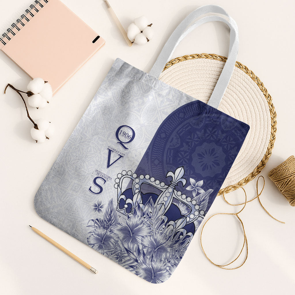 Fiji Queen Victoria School 1906 Tote Bag Floreat Viti LT05 White Strap One Size Navy - Polynesian Pride