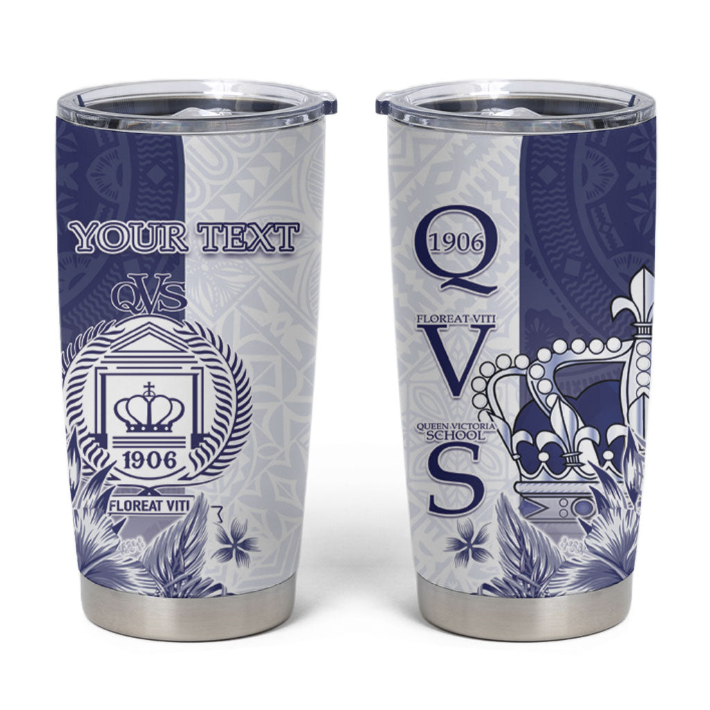 Personalised Fiji Queen Victoria School 1906 Tumbler Cup Floreat Viti LT05 Navy - Polynesian Pride