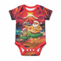 Hawaii Volcano Christmas Baby Onesie Hula Santa And Monk Seal LT05 Multicolor - Polynesian Pride
