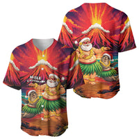 Hawaii Volcano Christmas Baseball Jersey Hula Santa And Monk Seal LT05 - Polynesian Pride