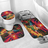Hawaii Volcano Christmas Bathroom Set Hula Santa And Monk Seal LT05 Mat Set Only (3 pcs) One Size Multicolor - Polynesian Pride