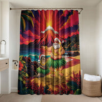 Hawaii Volcano Christmas Bathroom Set Hula Santa And Monk Seal LT05 Shower Curtain Only Multicolor - Polynesian Pride