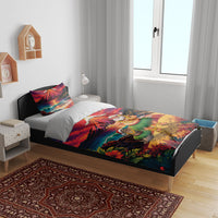 Hawaii Volcano Christmas Bedding Set Hula Santa And Monk Seal LT05 - Polynesian Pride