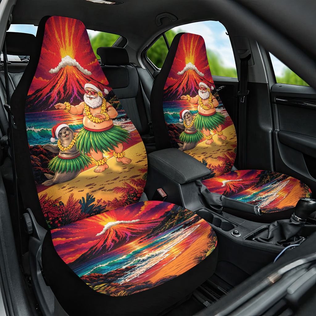 Hawaii Volcano Christmas Car Seat Cover Hula Santa And Monk Seal LT05 One Size Multicolor - Polynesian Pride