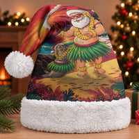 Hawaii Volcano Christmas Santa Hat Hula Santa And Monk Seal LT05 With Fur Multicolor - Polynesian Pride