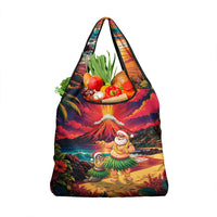 Hawaii Volcano Christmas Grocery Bag Hula Santa And Monk Seal LT05 1-pack One Size Multicolor - Polynesian Pride