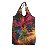 Hawaii Volcano Christmas Grocery Bag Hula Santa And Monk Seal LT05 - Polynesian Pride