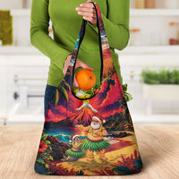 Hawaii Volcano Christmas Grocery Bag Hula Santa And Monk Seal LT05 - Polynesian Pride
